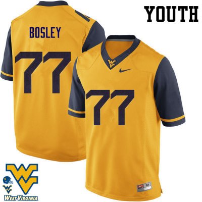 Youth West Virginia Mountaineers NCAA #77 Bruce Bosley Gold Authentic Nike Stitched College Football Jersey CD15T56JK